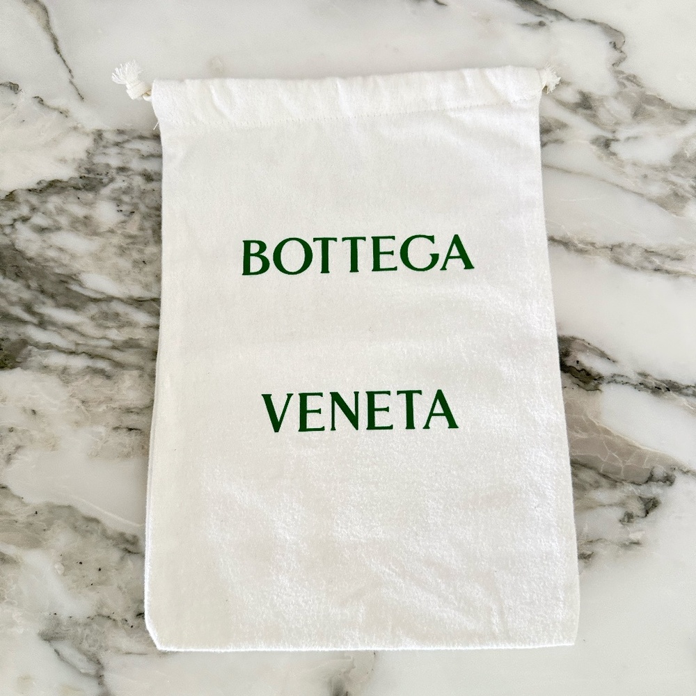 Authentic Bottega Venetia White With Green Logo Handbag Dust Cover 8x11.5"